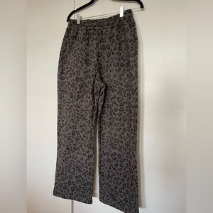 Wide Leg Leopard Print Pants - Gray